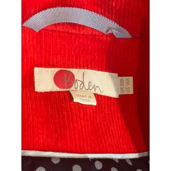 Boden Oxschott Red Thick Wale Corduroy Blazer Jacket, Size 16R US / 20R UK - Picture 8 of 10